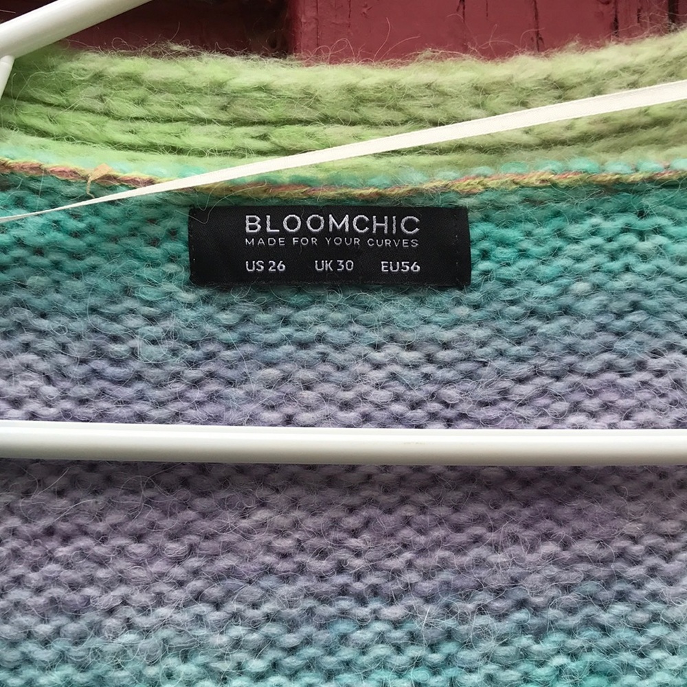 BloomChic Pastel Rainbow Open-Front Cardigan in Pink, Blue, Green, Purple, Cream - Picture 2 of 4